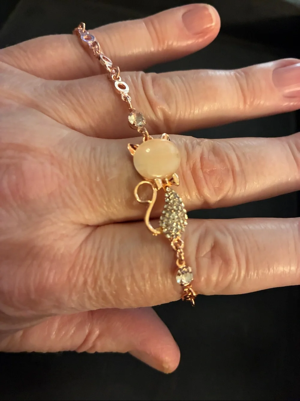 Gold Cat Bracelet and Crystal Accents